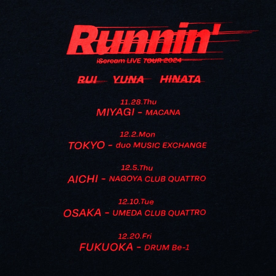 Runnin' ツアーTシャツ/BLACK 詳細画像 カラー共通 3